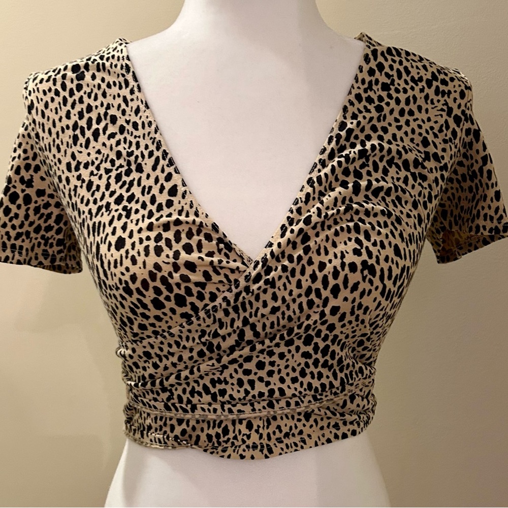 Brandy Melville cheetah print wrap crop top